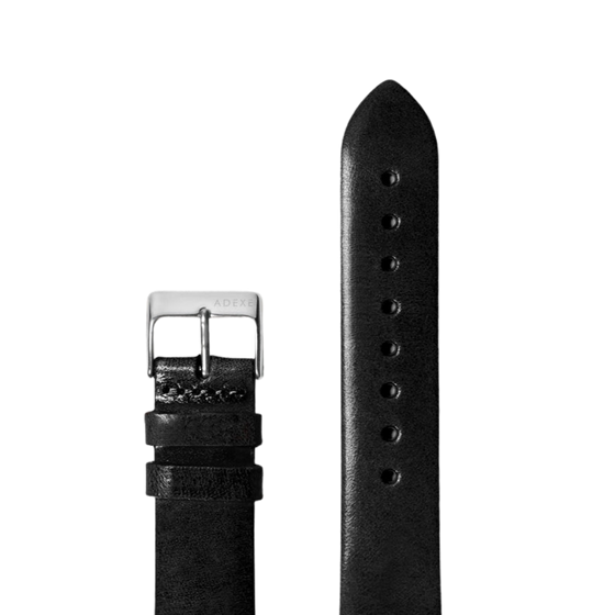 20mm Smooth Leather Black Leather Strap