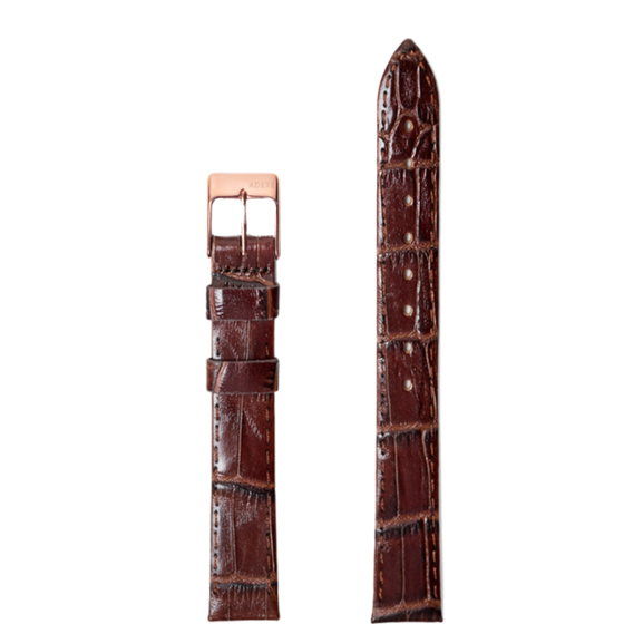 12mm Dark Brown Croc Pattern Leather Strap