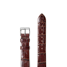  16mm Dark Brown Croc Pattern Leather Strap